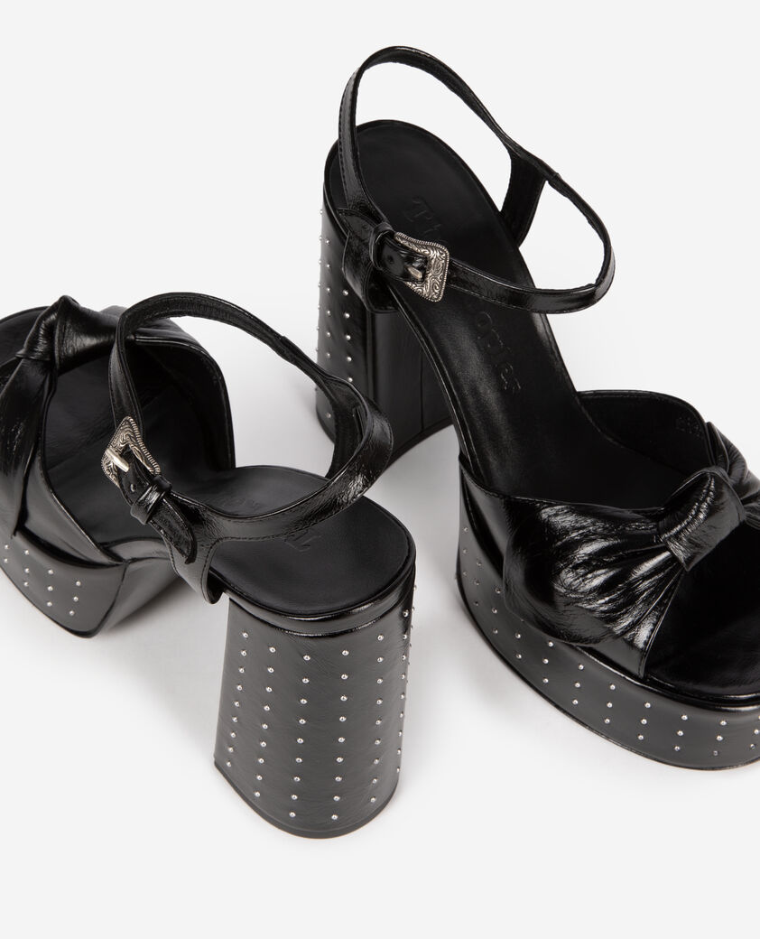 The Kooples FEMME BLACK sandales &agrave; talons clout&eacute;es en cuir noir