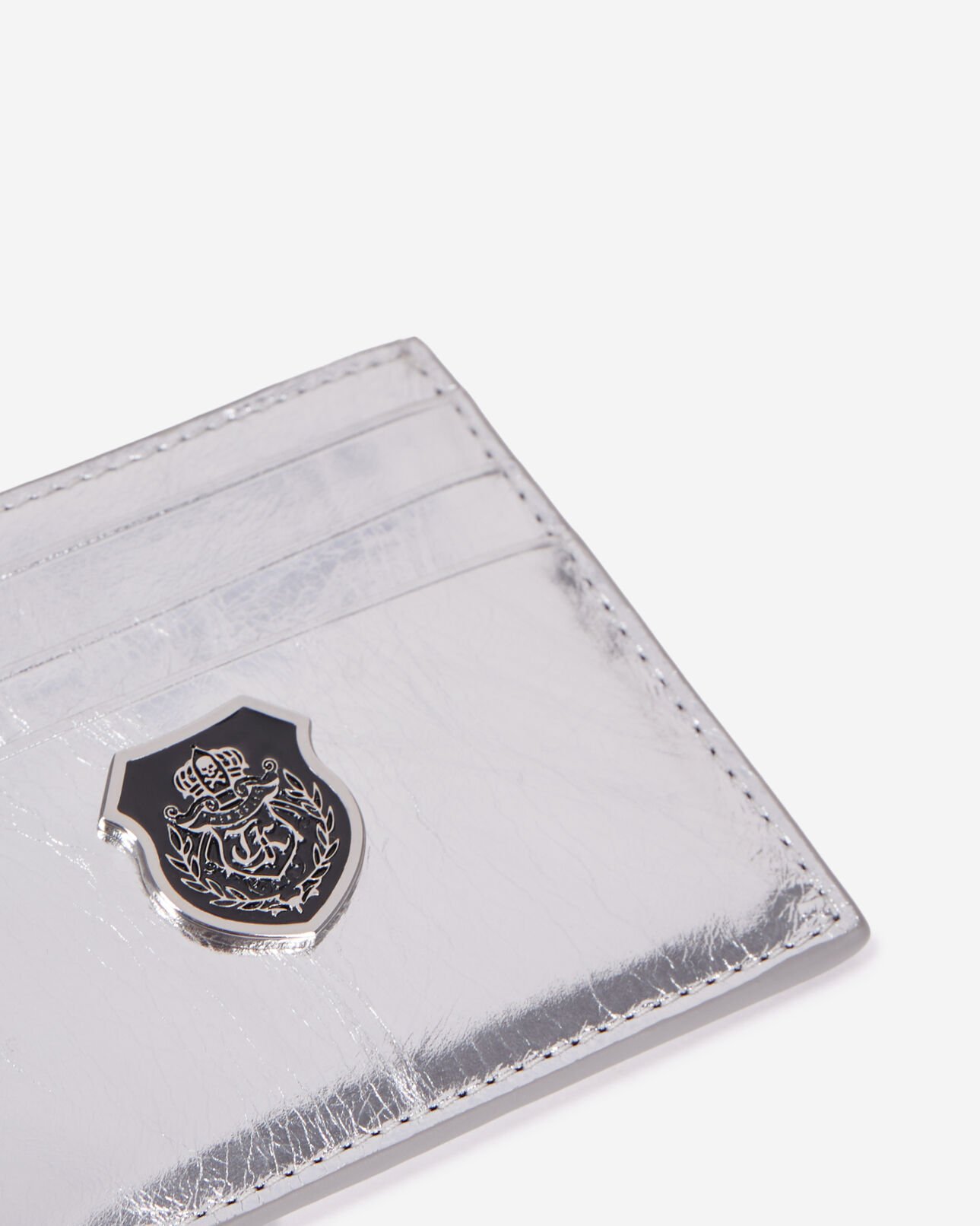 The Kooples WOMEN SILVER blason silver leather card case