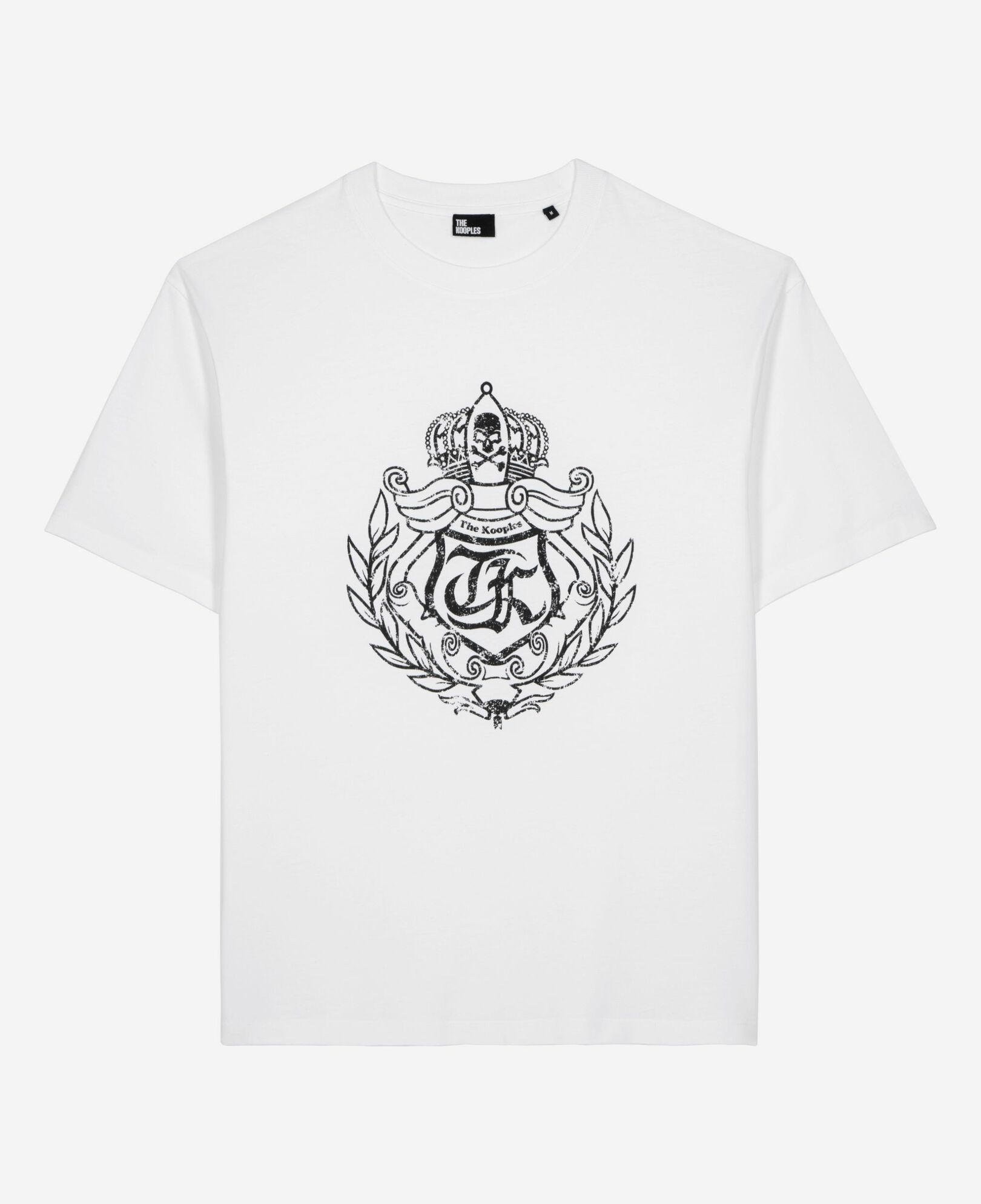 The Kooples HOMME WHITE t-shirt à sérigraphie blason blanc