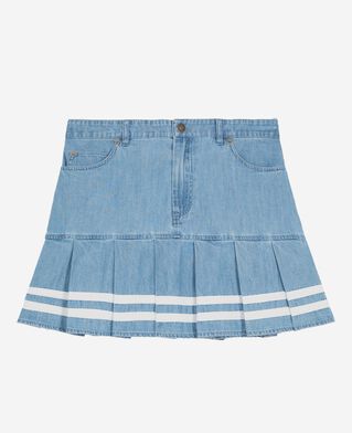 The Kooples FEMME BABY BLUE jupe courte pliss&eacute;e en denim