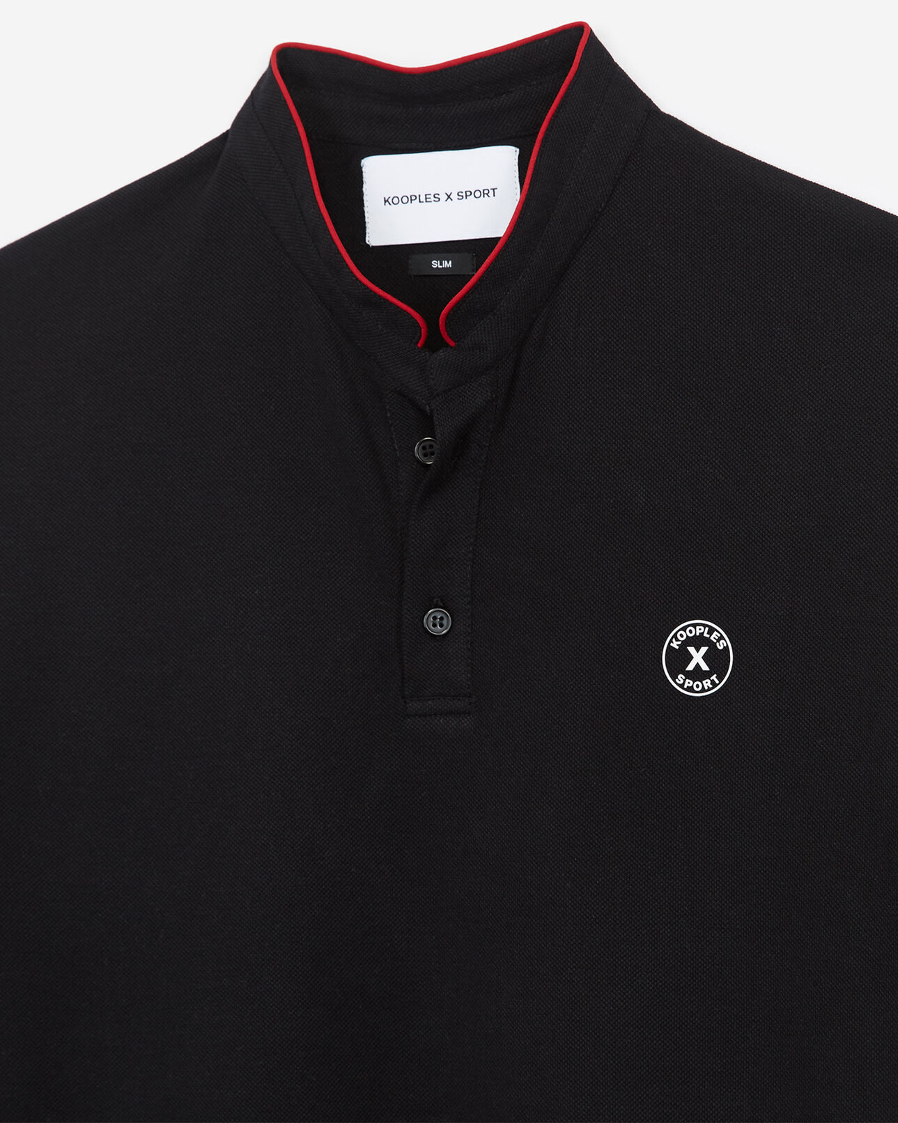 The Kooples HOMME BLACK polo noir coton col officier bandes épaules