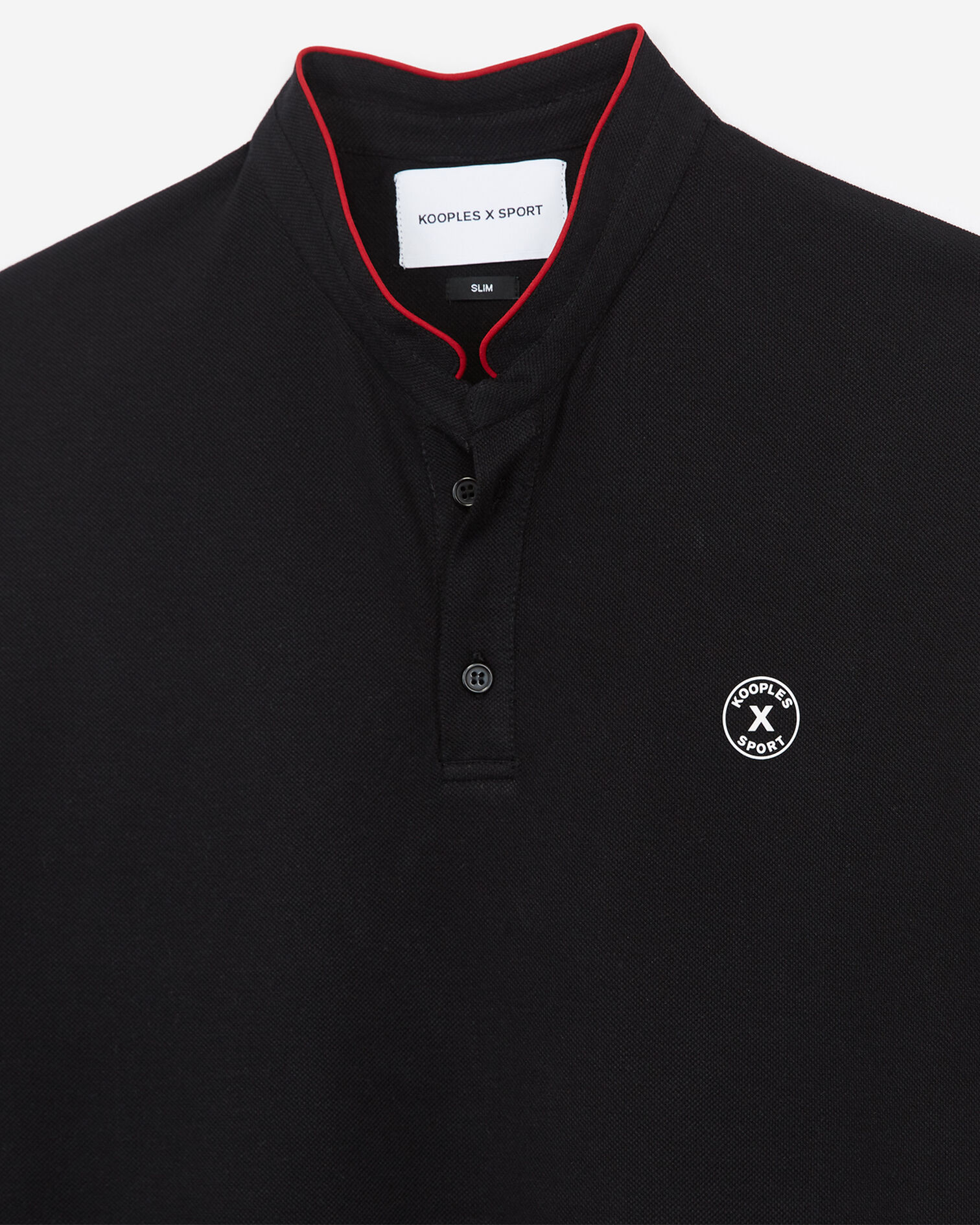 Polo noir coton col officier bandes épaules, BLACK, hi-res image number null