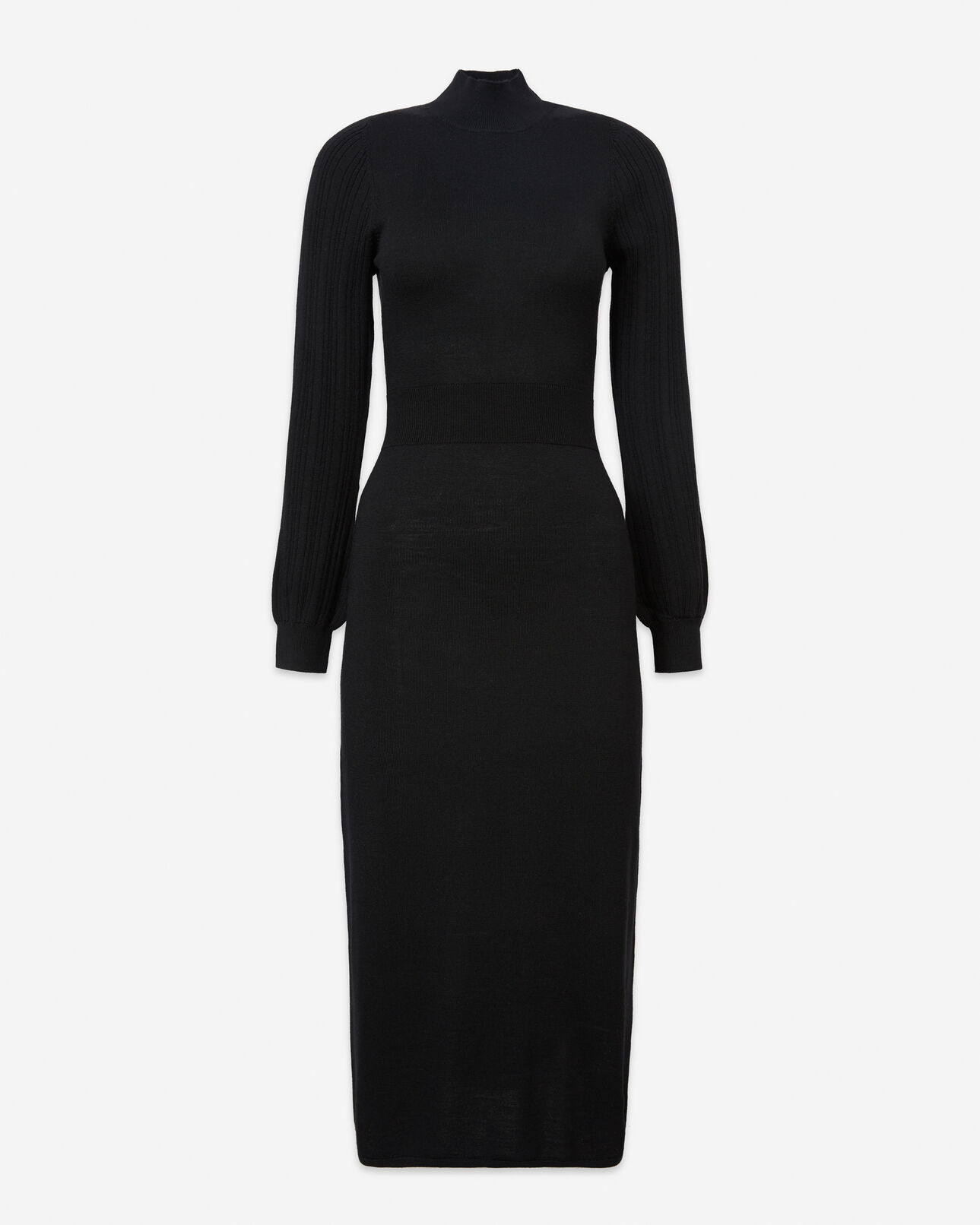 The Kooples DAMEN BLACK schwarzes, langes kleid mit stehkragen