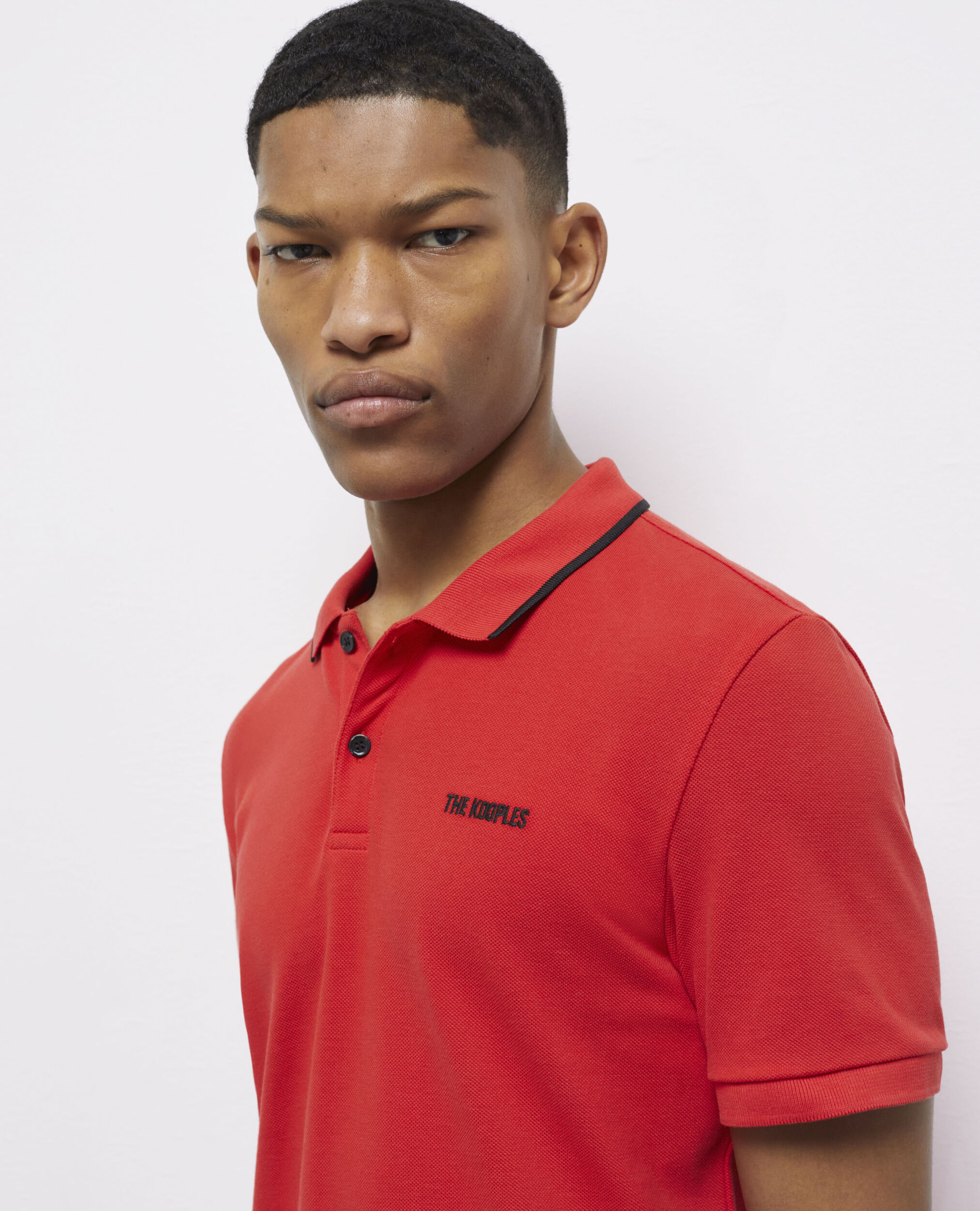 Red polo collar shirt sales
