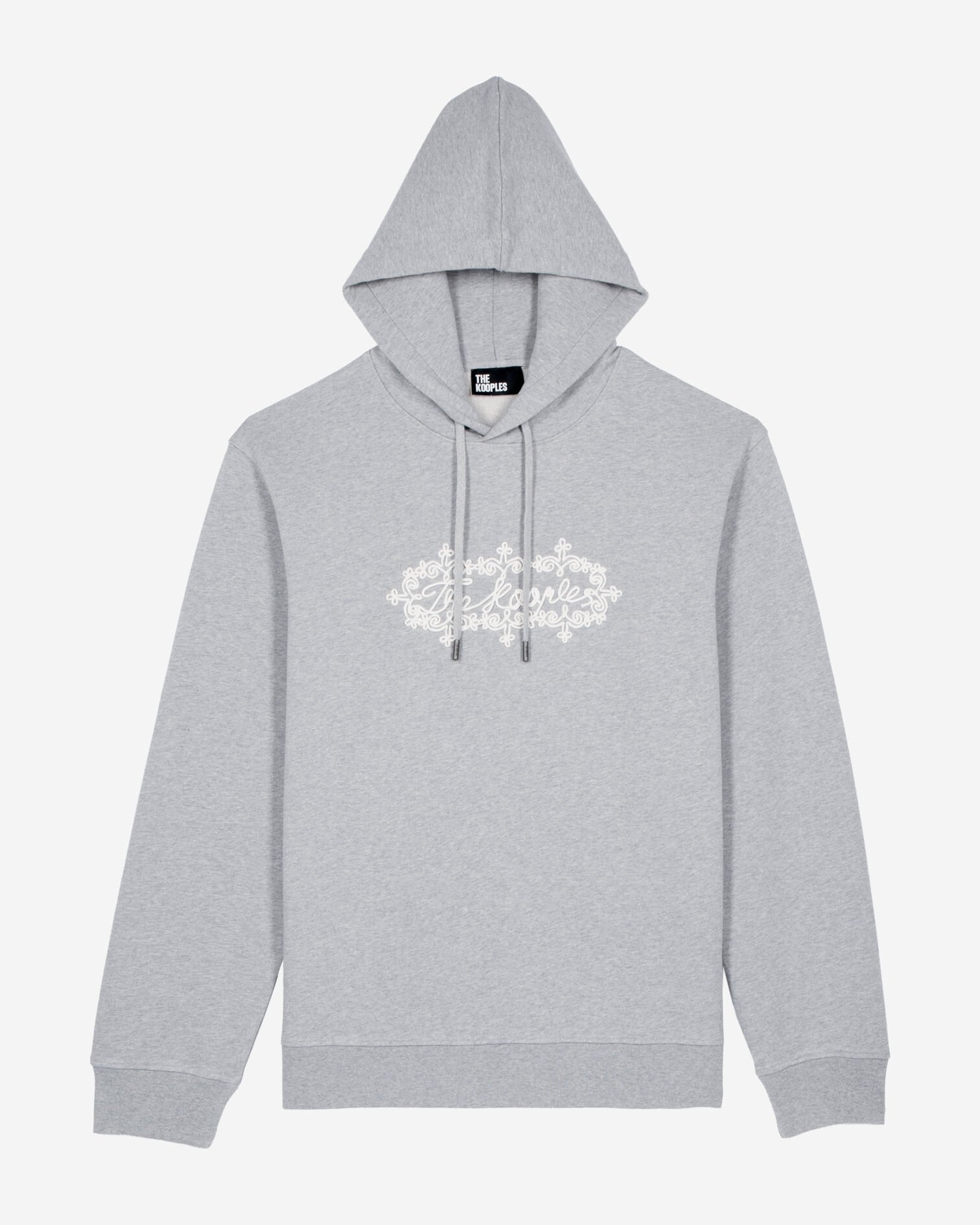 Grey embroidered logo hoodie, LIGHT GREY MELANGE, hi-res image number null