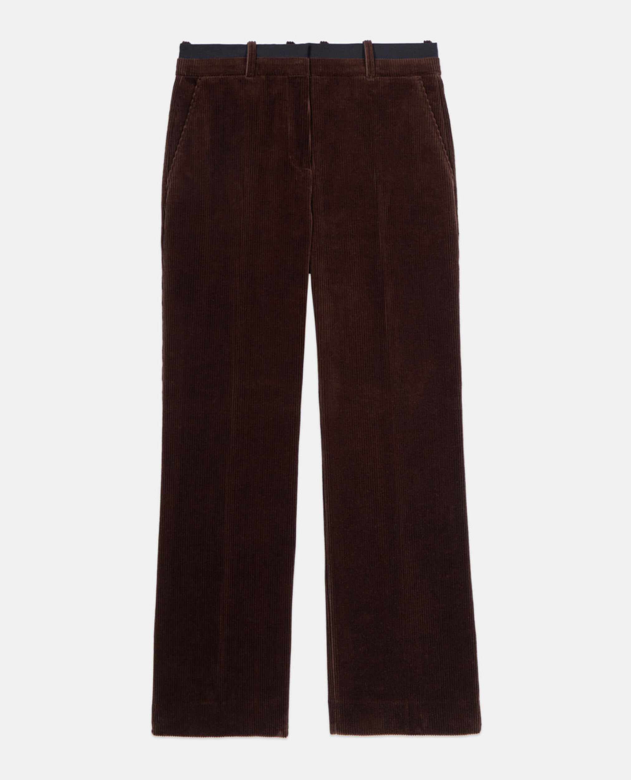 Brown corduroy straight-leg tailored pants, BROWN, hi-res image number null