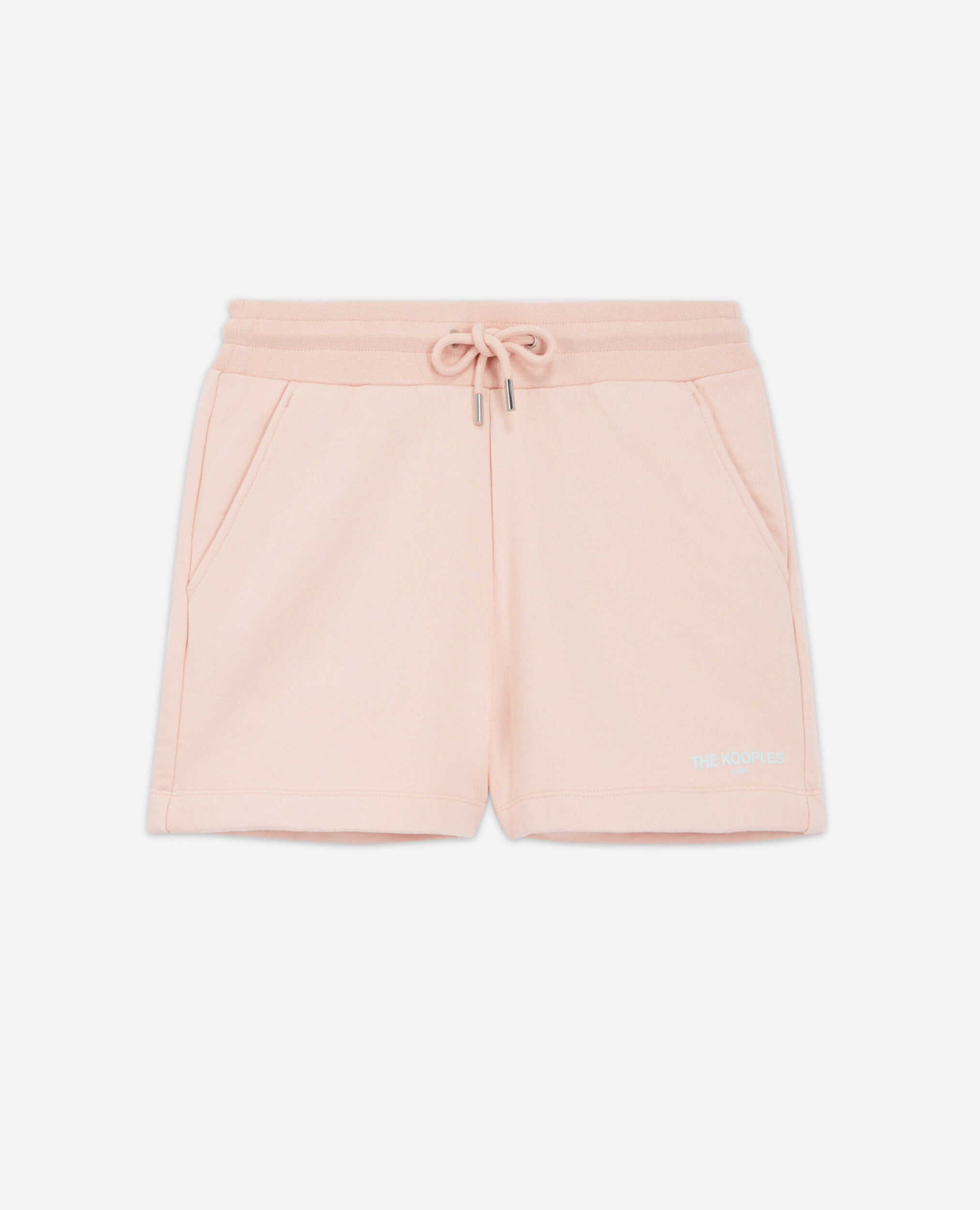 Pink fleece shorts with elastic waist and logo, PINK, hi-res image number null