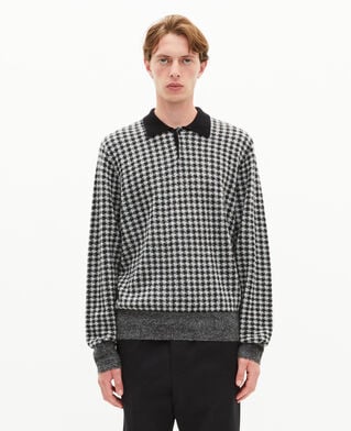 The Kooples HOMME BLACK WHITE pull en pied de poule noir