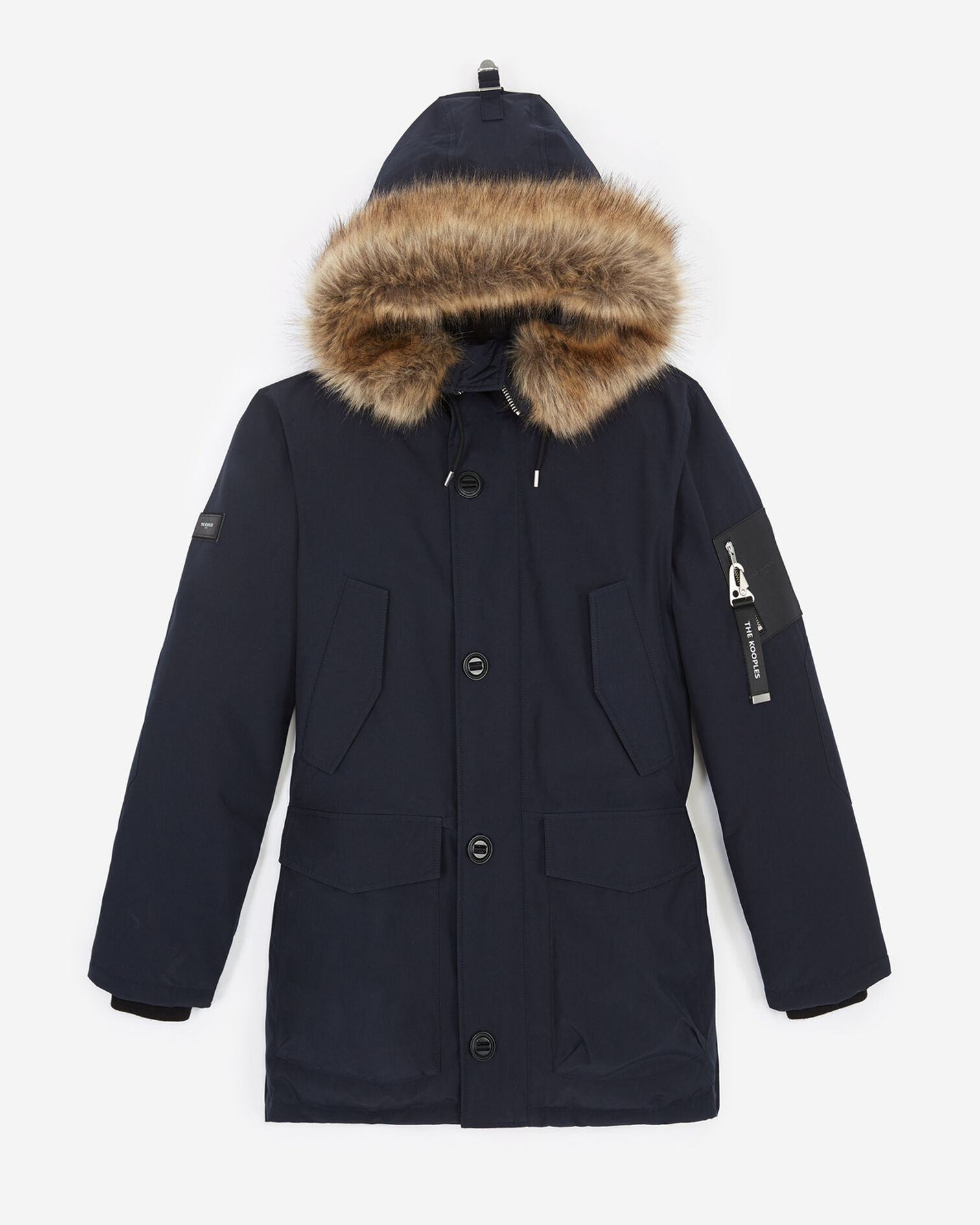 Blue parka with faux fur hood, NAVY, hi-res image number null