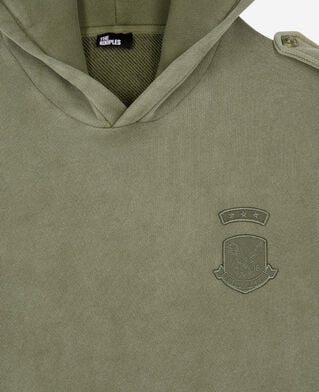 The Kooples MEN KAKI hooded sweatshirt with khaki patches