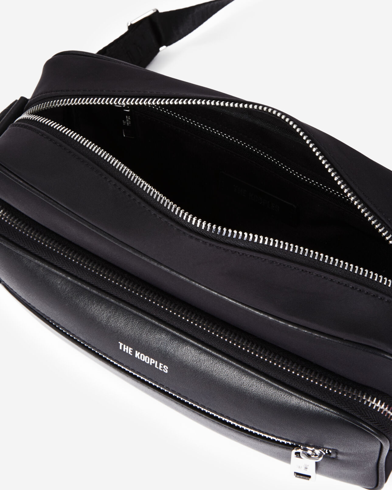 The Kooples HOMME BLACK sac messenger medium en cuir noir