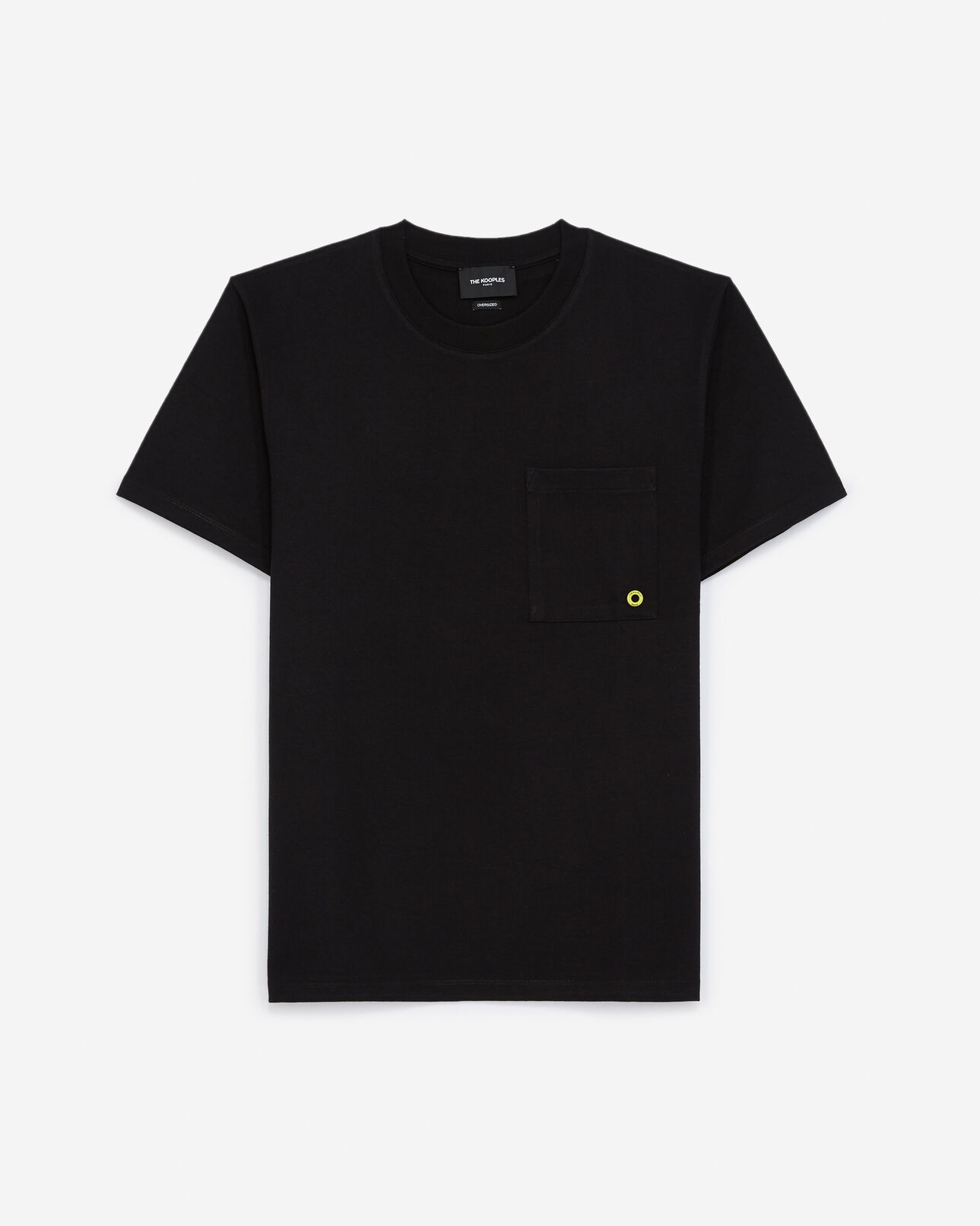 The Kooples HOMME BLACK t-shirt noir coton à œillet contrasté
