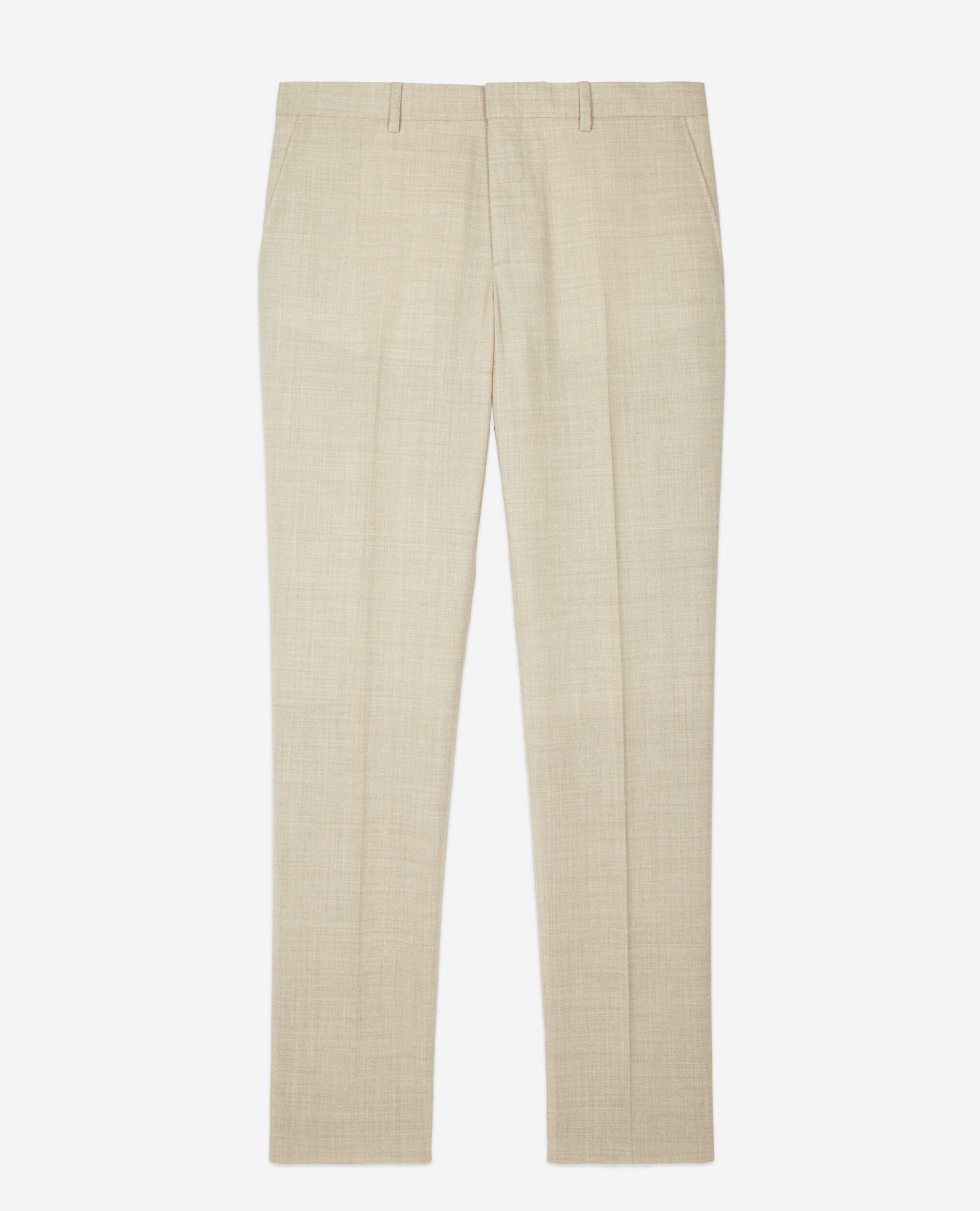 Pantalon de costume en laine coupe ajustée beige, BEIGE, hi-res image number null