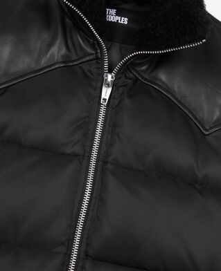 The Kooples H BLACK sleeveless down jacket with black fur-effect collar