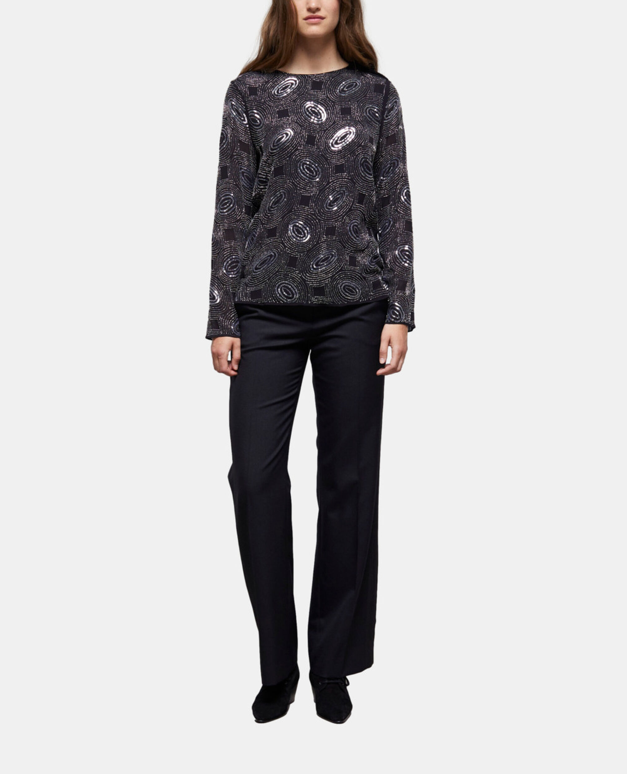 Black top with rhinestones, BLACK, hi-res image number null