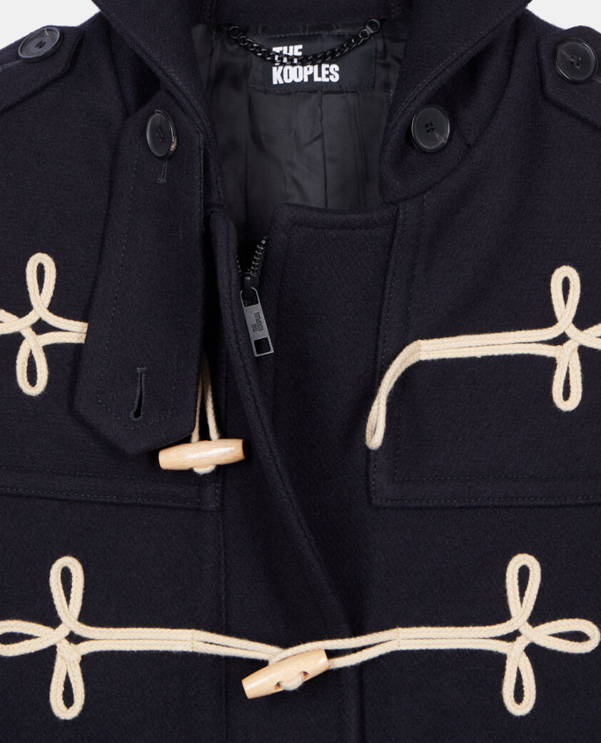 The Kooples FEMME NAVY caban court à capuche bleu marine