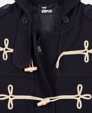 The Kooples FEMME NAVY caban court à capuche bleu marine