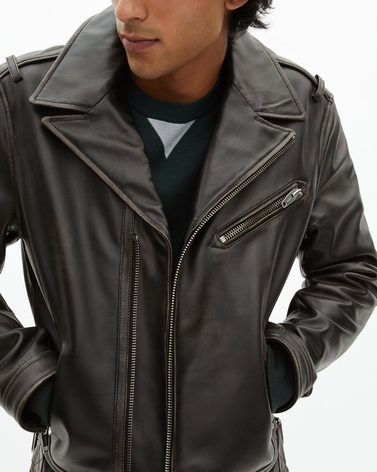 The Kooples H BLACK USED LIGHT black leather biker jacket