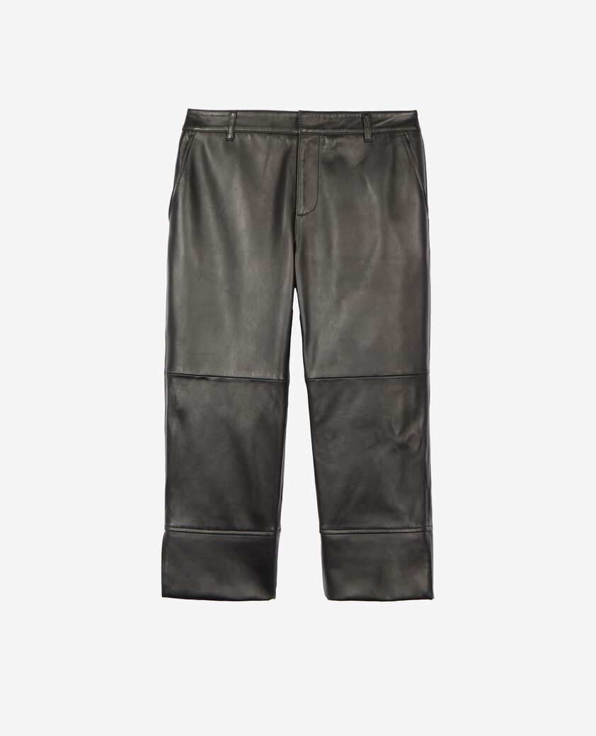 The Kooples FEMME BLACK pantalon capri en cuir noir