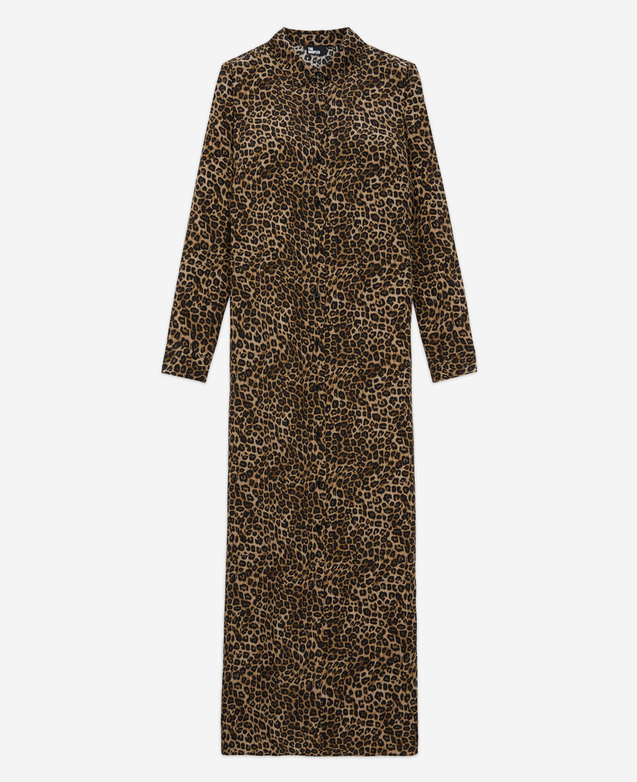 long leopard print silk dress