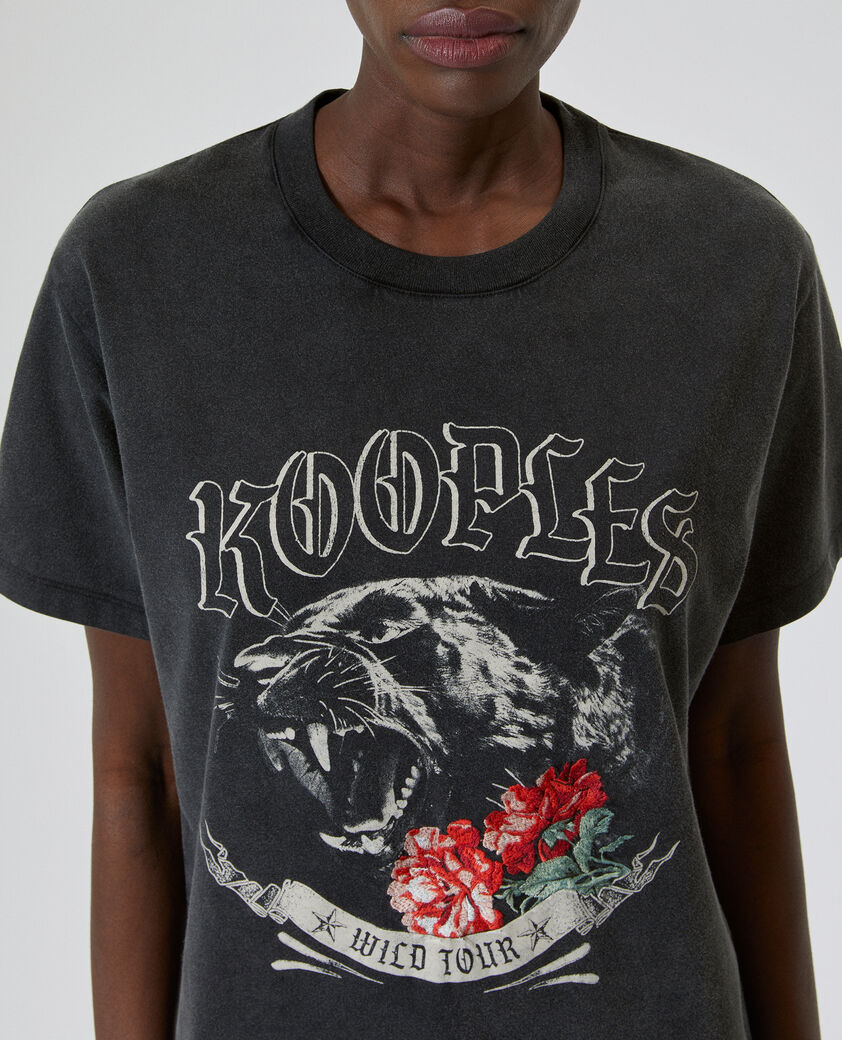 The Kooples F BLACK WASHED t-shirt with black screen print