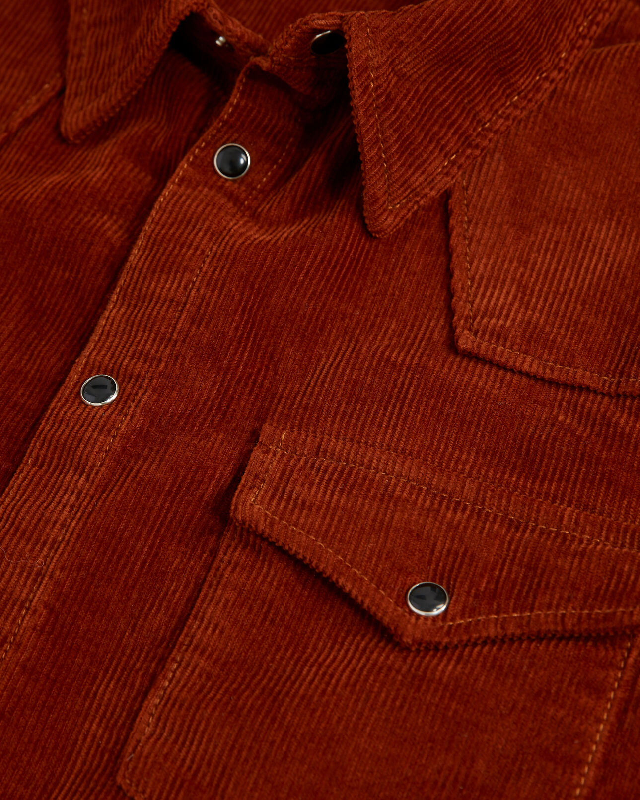 The Kooples MEN DARK RED western-style orange corduroy shirt