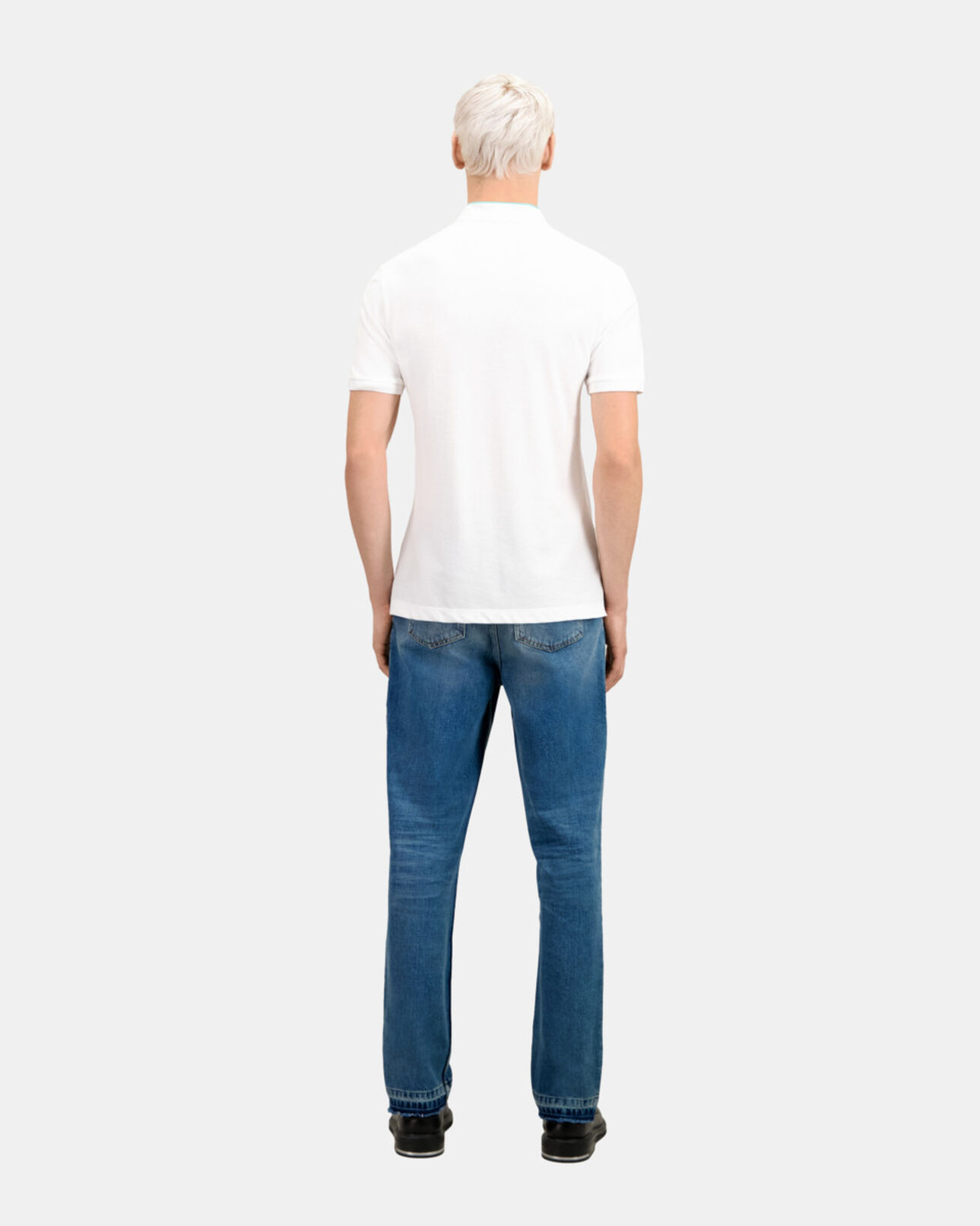 The Kooples HOMME WHITE / DUCK BLUE polo blanc en coton