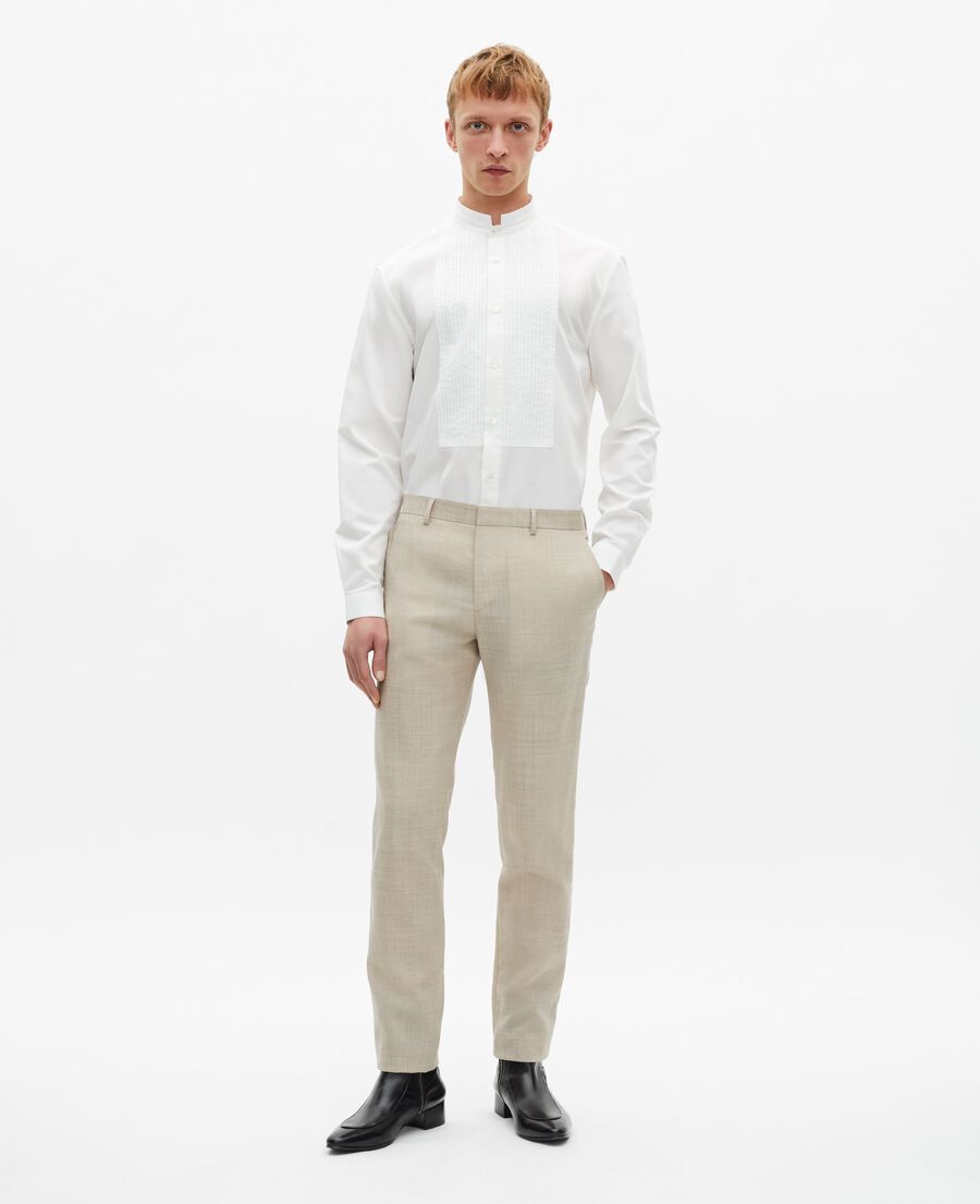 The Kooples HOMME BEIGE pantalon de costume en laine coupe ajustée beige
