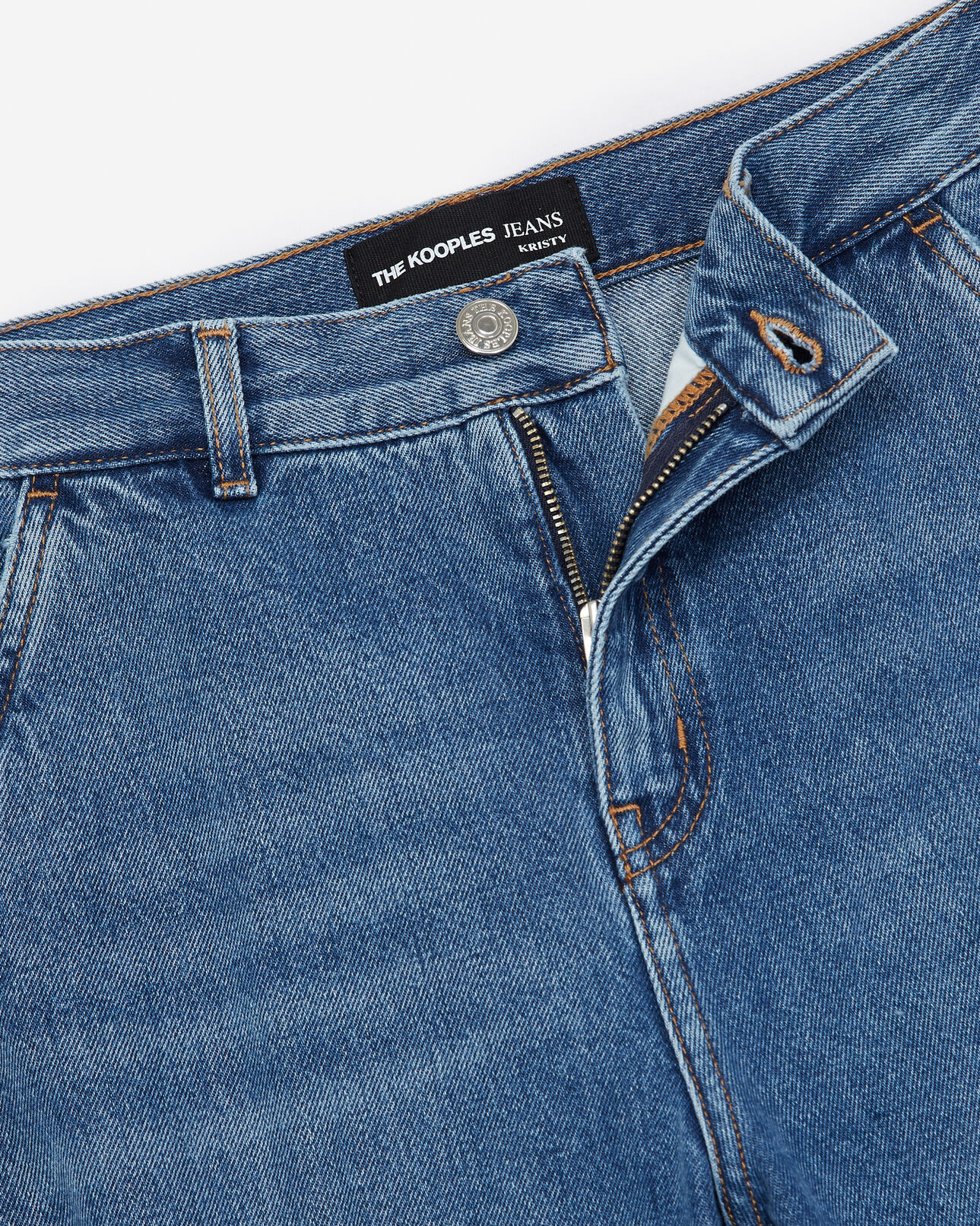 The Kooples FEMME BLUE DENIM jean bleu clair taille haute évasé