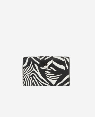 The Kooples F BLACK / WHITE small emily zebra-print clutch bag