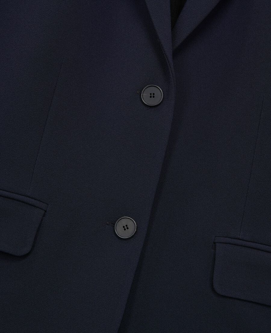 The Kooples WOMEN DARK NAVY navy blue structured-cut crepe suit jacket