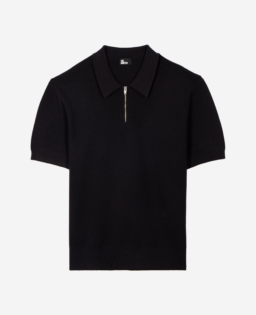 The Kooples MEN DARK NAVY navy polo-neck zip sweater