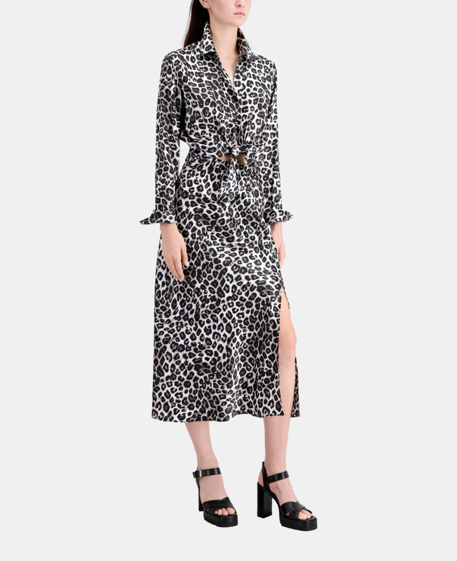 long printed silk skirt