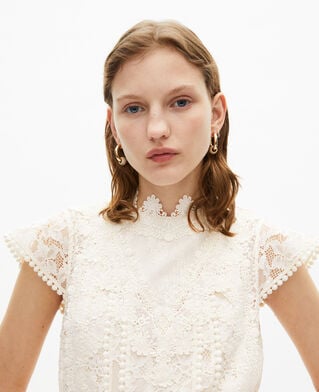 The Kooples MUJER ECRU vestido corto de encaje crudo