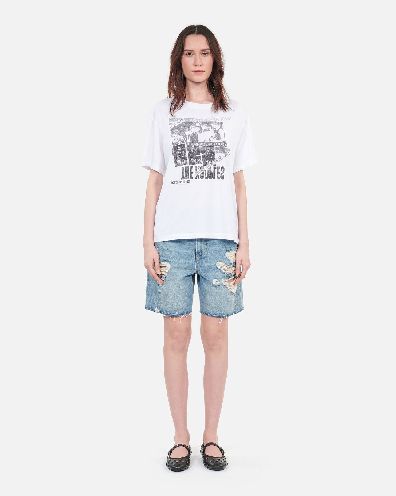The Kooples WOMEN WHITE white eternal life tour serigraphy t-shirt