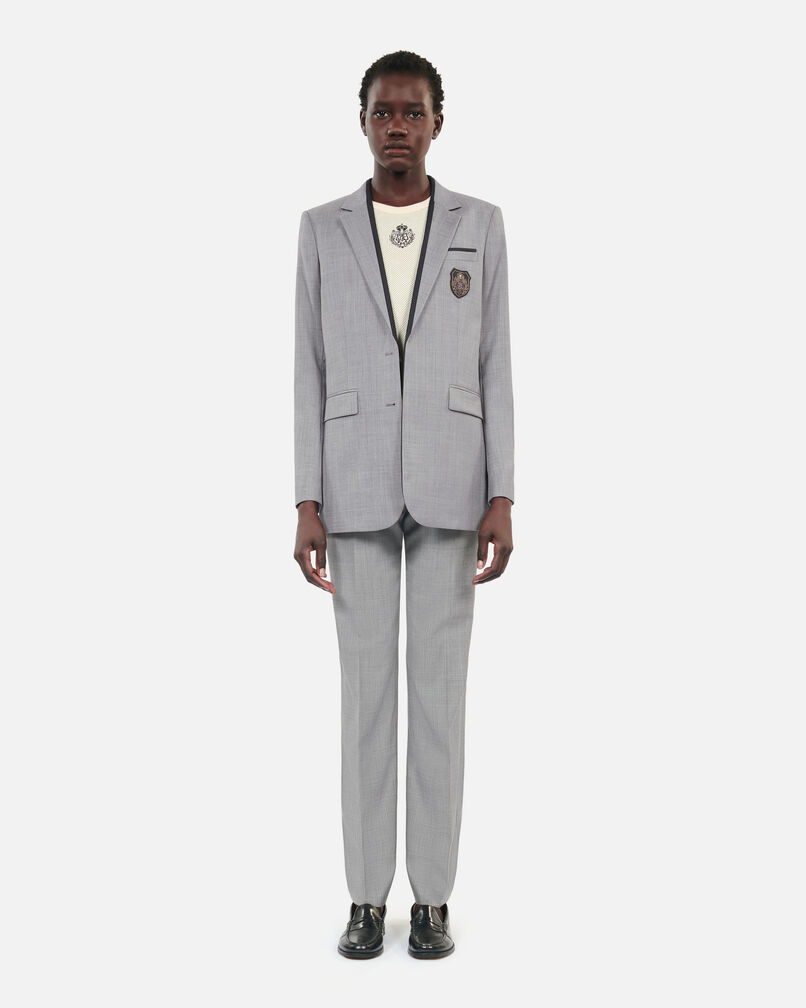 The Kooples WOMEN BEIGE MELANGE taupe wool suit jacket