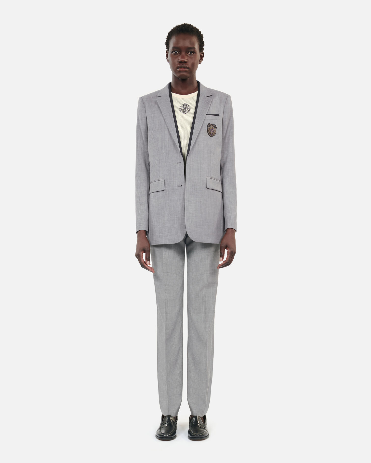 Veste tailleur en laine taupe, BEIGE MELANGE, hi-res image number null