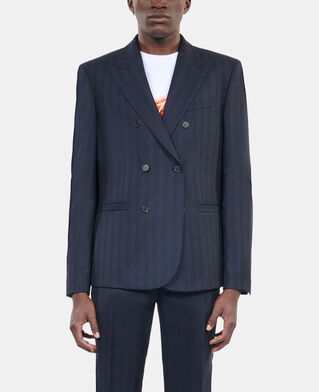 The Kooples HOMME NAVY veste de costume à rayures bleues
