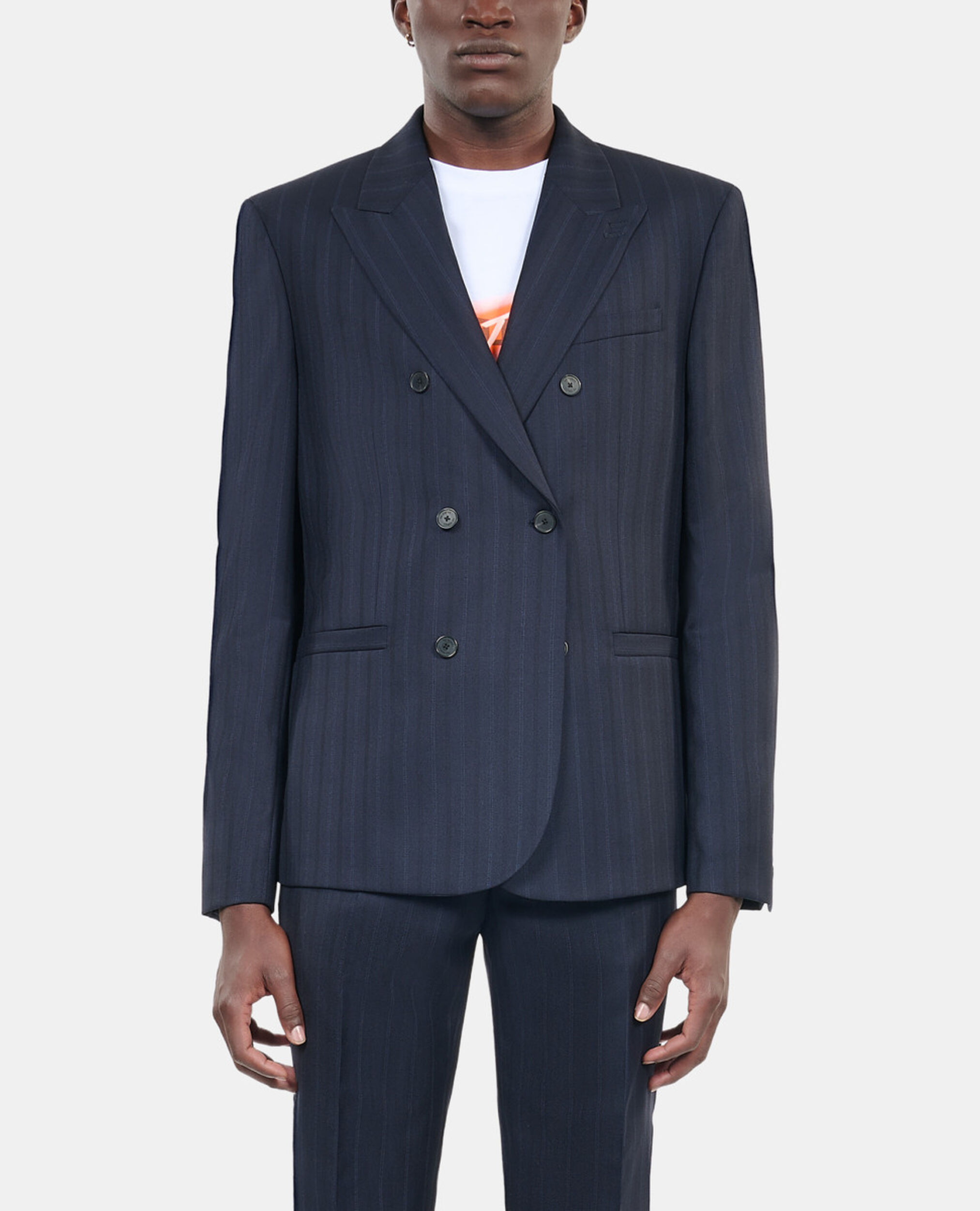 Veste de costume à rayures bleues, NAVY, hi-res image number null