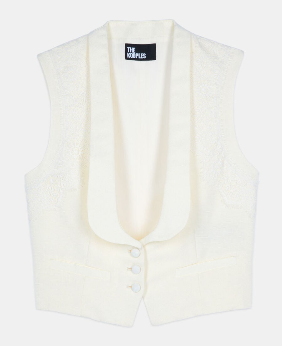 The Kooples F ECRU ecru waistcoat with lace