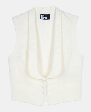 The Kooples F ECRU ecru waistcoat with lace