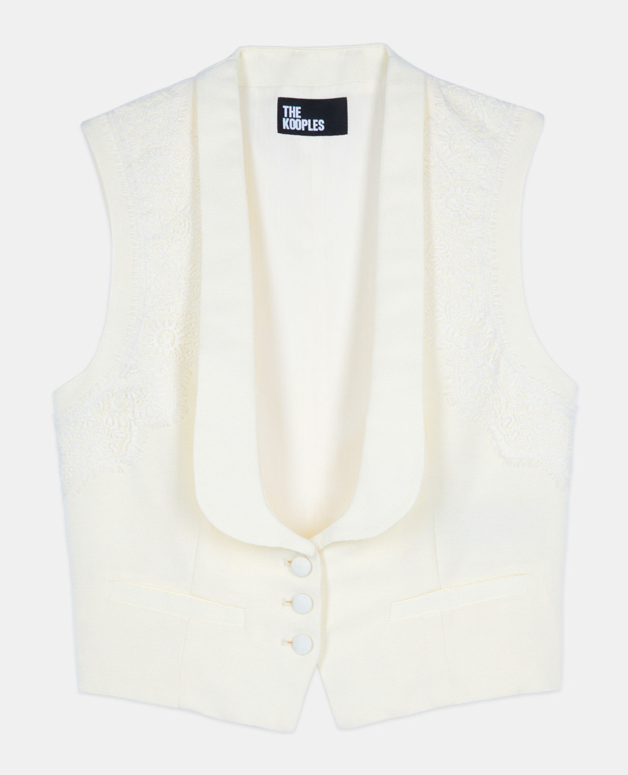 Ecru waistcoat with lace, ECRU, hi-res image number null