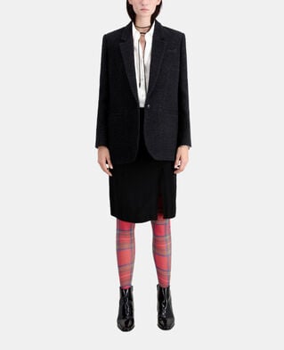 The Kooples WOMEN BLACK black tweed blazer with silver details