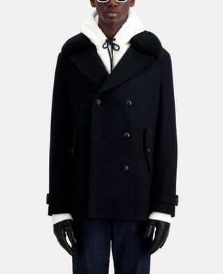 The Kooples MEN BLACK men's black leather gloves with ribbing