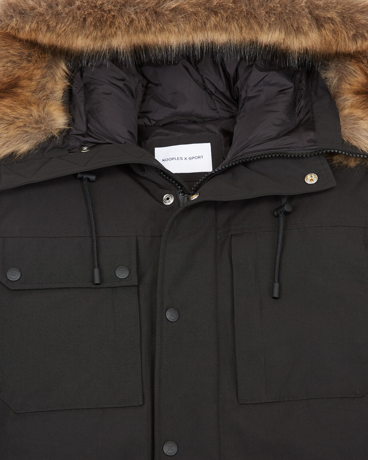 The Kooples HOMME BLACK parka polyester noire multipoches zippée