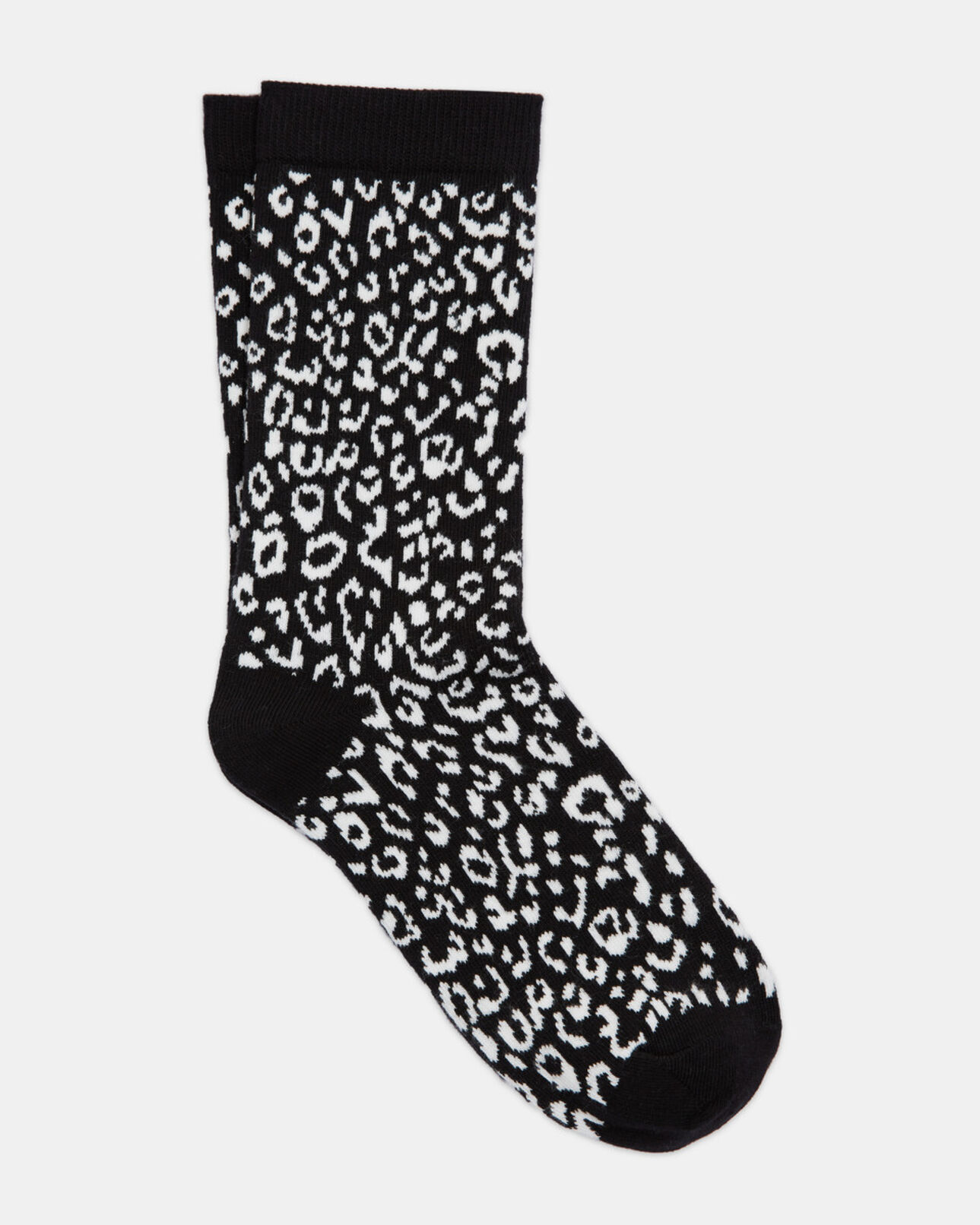 The Kooples MIXED BLACK WHITE black leopard print cotton socks
