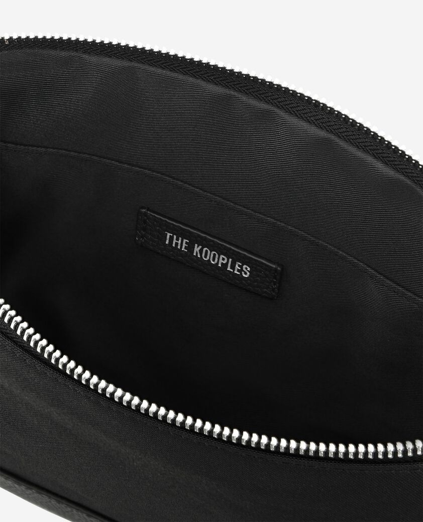 The Kooples HOMME BLACK pochette de voyage en canvas et cuir grainé noir