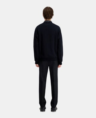 The Kooples H BLACK men's black sweatshirt with flaming wheel serigraphy