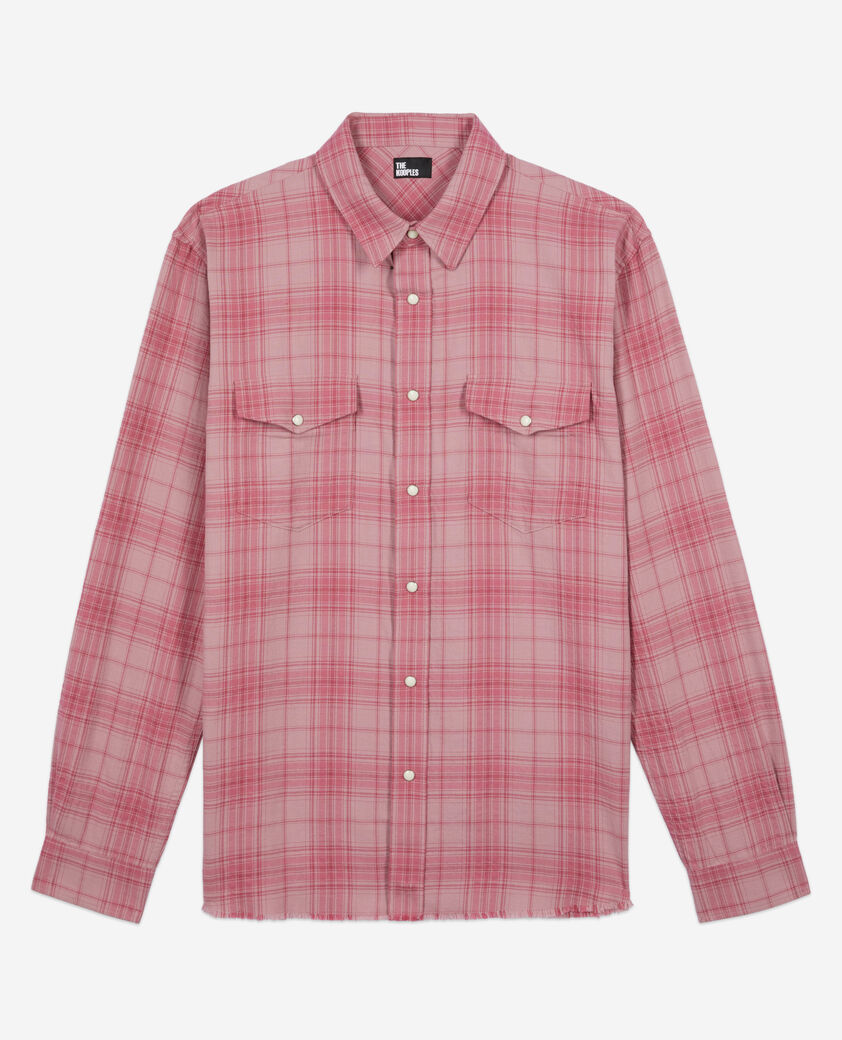 The Kooples HERREN PINK WOOD rosa hemd mit karomuster