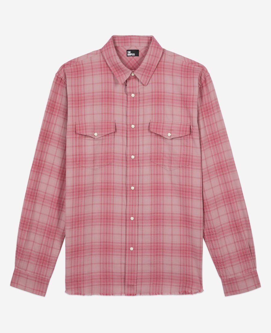 The Kooples HERREN PINK WOOD rosa hemd mit karomuster